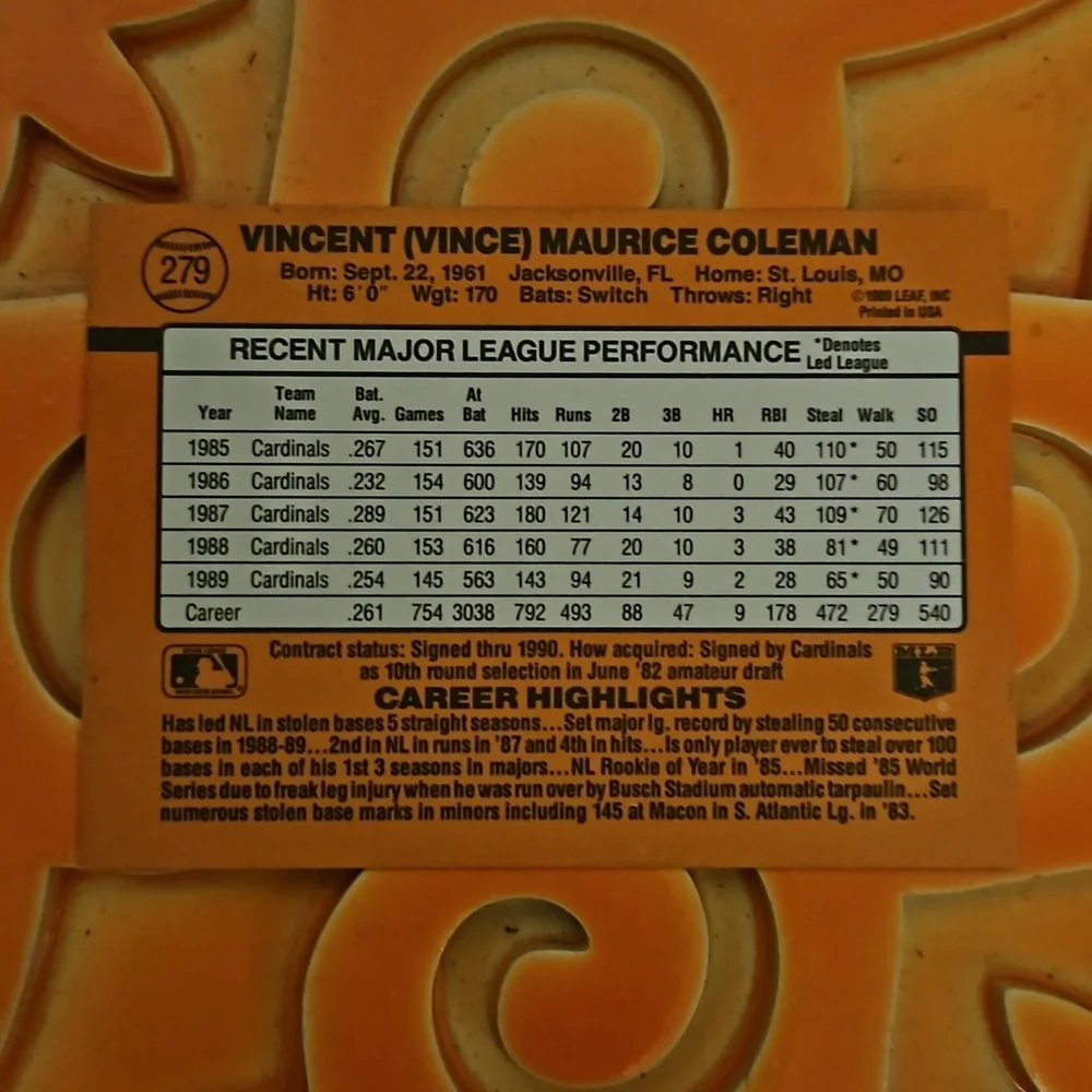 1990 Donruss Saint Louis Cardinals Error Cards 6 pack